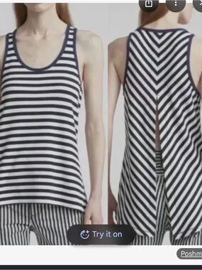 rag & bone blue and White Striped Kat Split-Back Tank size medium NWT